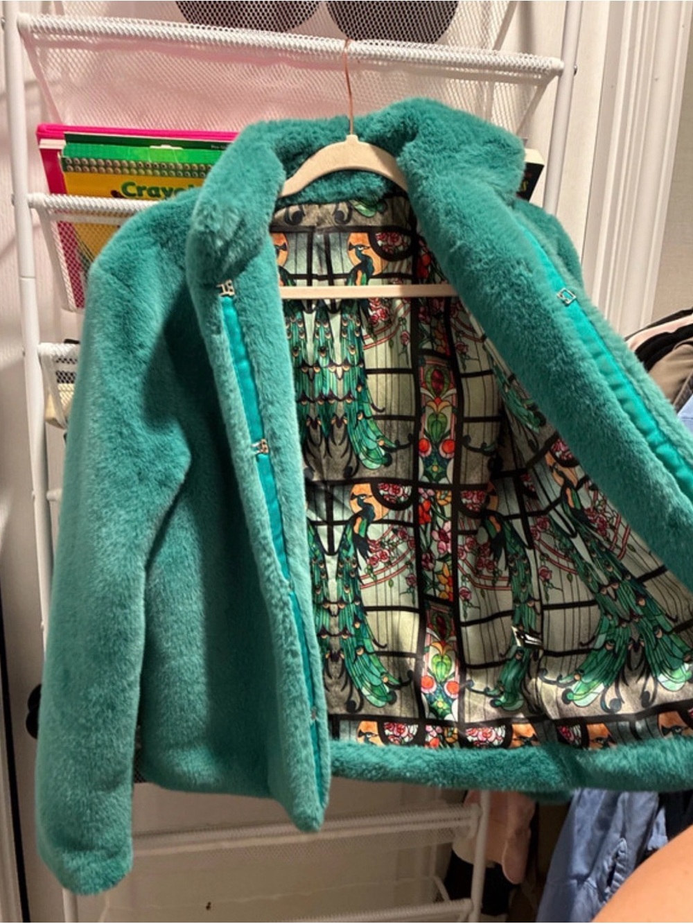 Blackmilk Emerald Green Jacket with Decorative Stained Glass Printed Lining